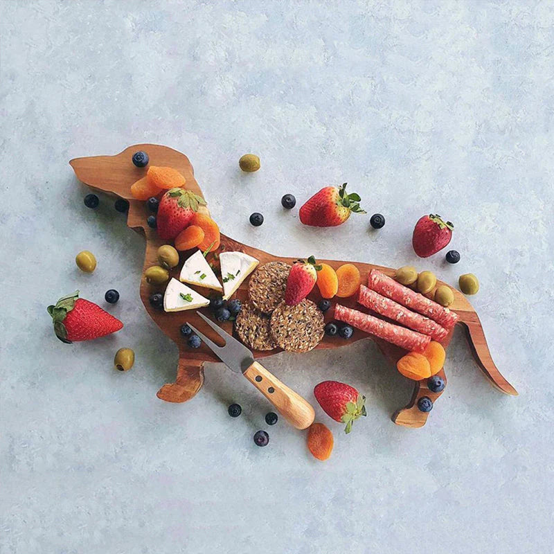 Wood Serving Platter in Dachshund Design