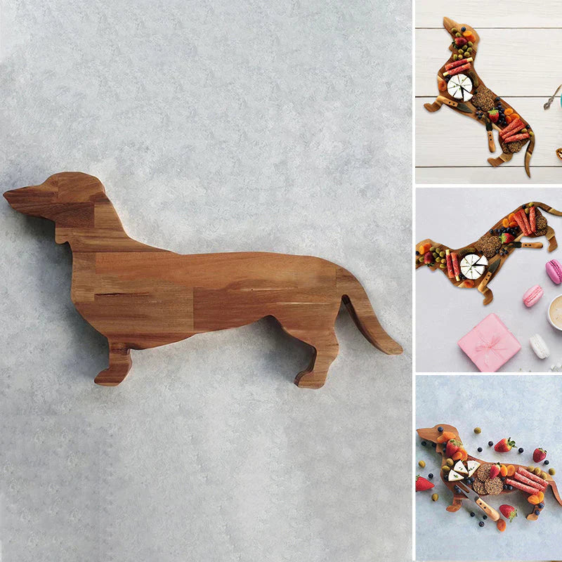 Wood Serving Platter in Dachshund Design
