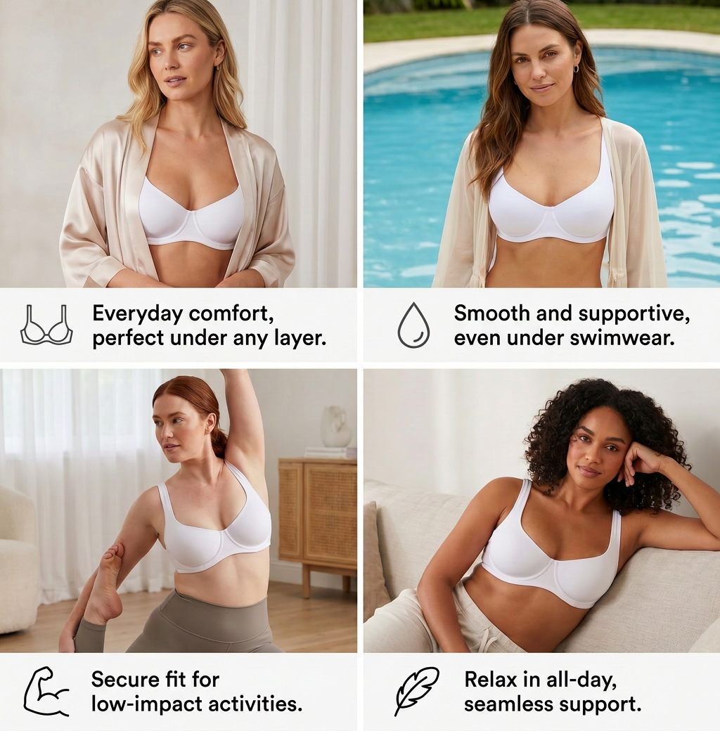 Seamless Strapless Underwire Bra – Unlined Support with Smooth Low-Cut Design