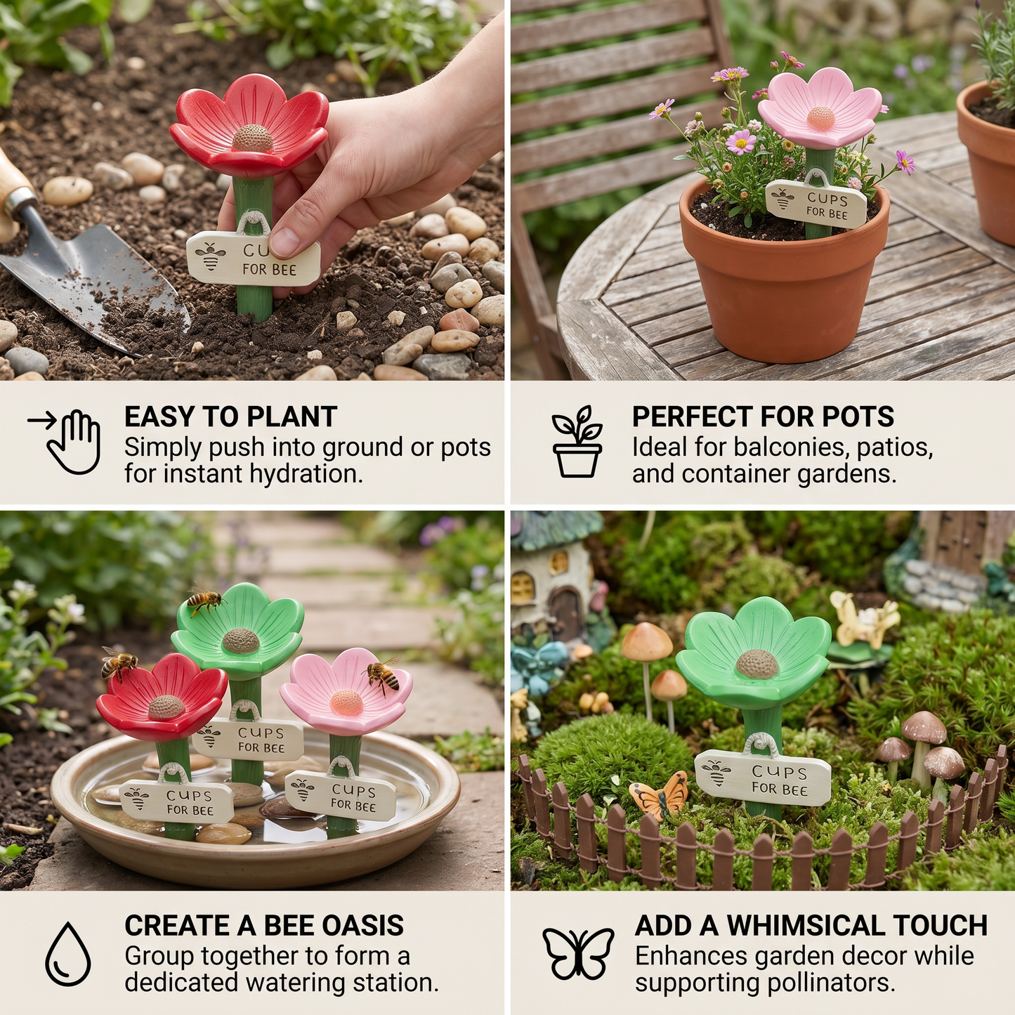 Flower-Shaped Bee Waterer – Colorful Water Dispensers for the Garden