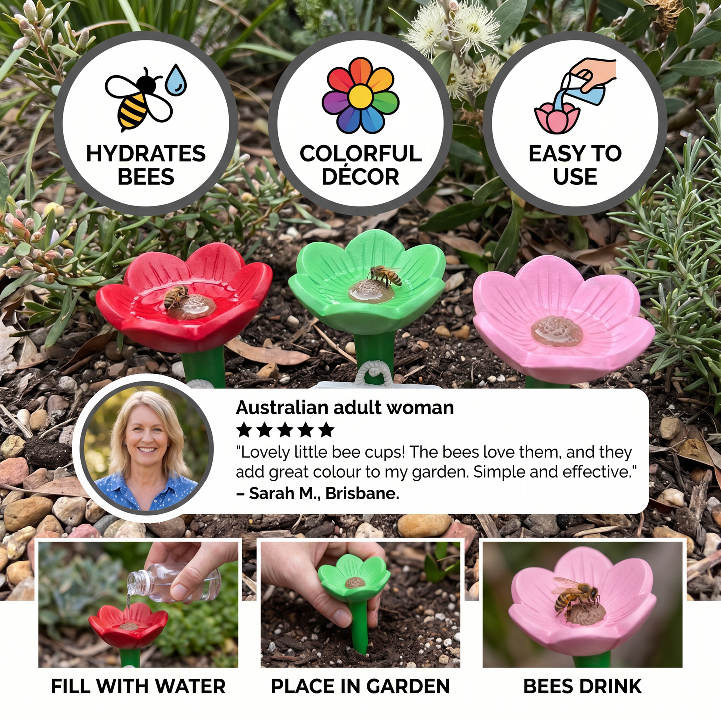 Flower-Shaped Bee Waterer – Colorful Water Dispensers for the Garden