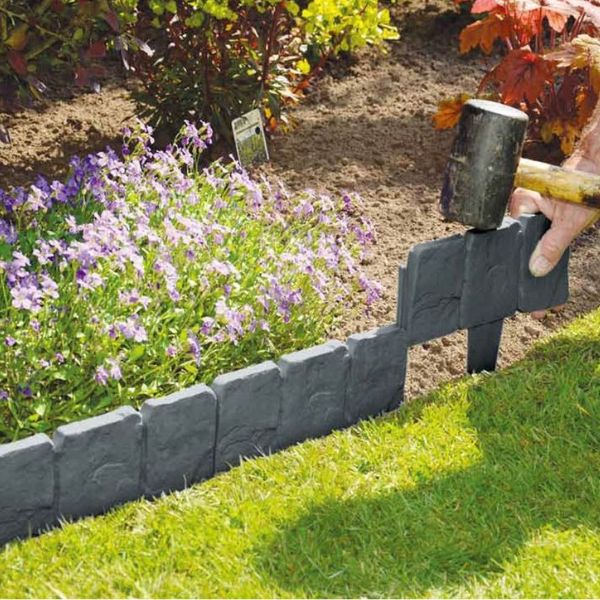 Decorative Lawn Edging in Stone Look (10 Pieces)