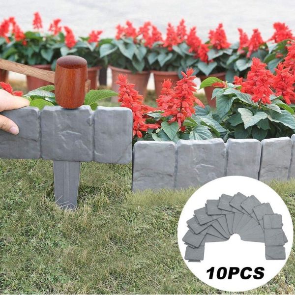 Decorative Lawn Edging in Stone Look (10 Pieces)