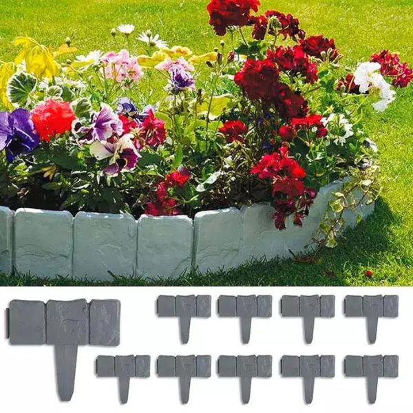 Decorative Lawn Edging in Stone Look (10 Pieces)