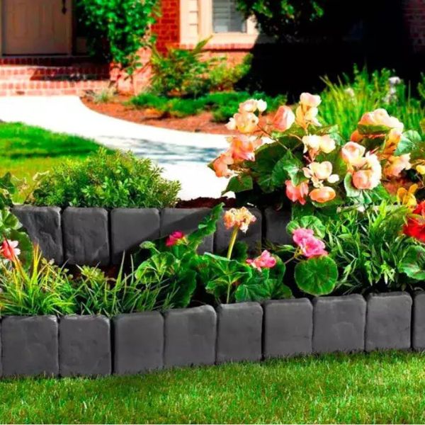 Decorative Lawn Edging in Stone Look (10 Pieces)