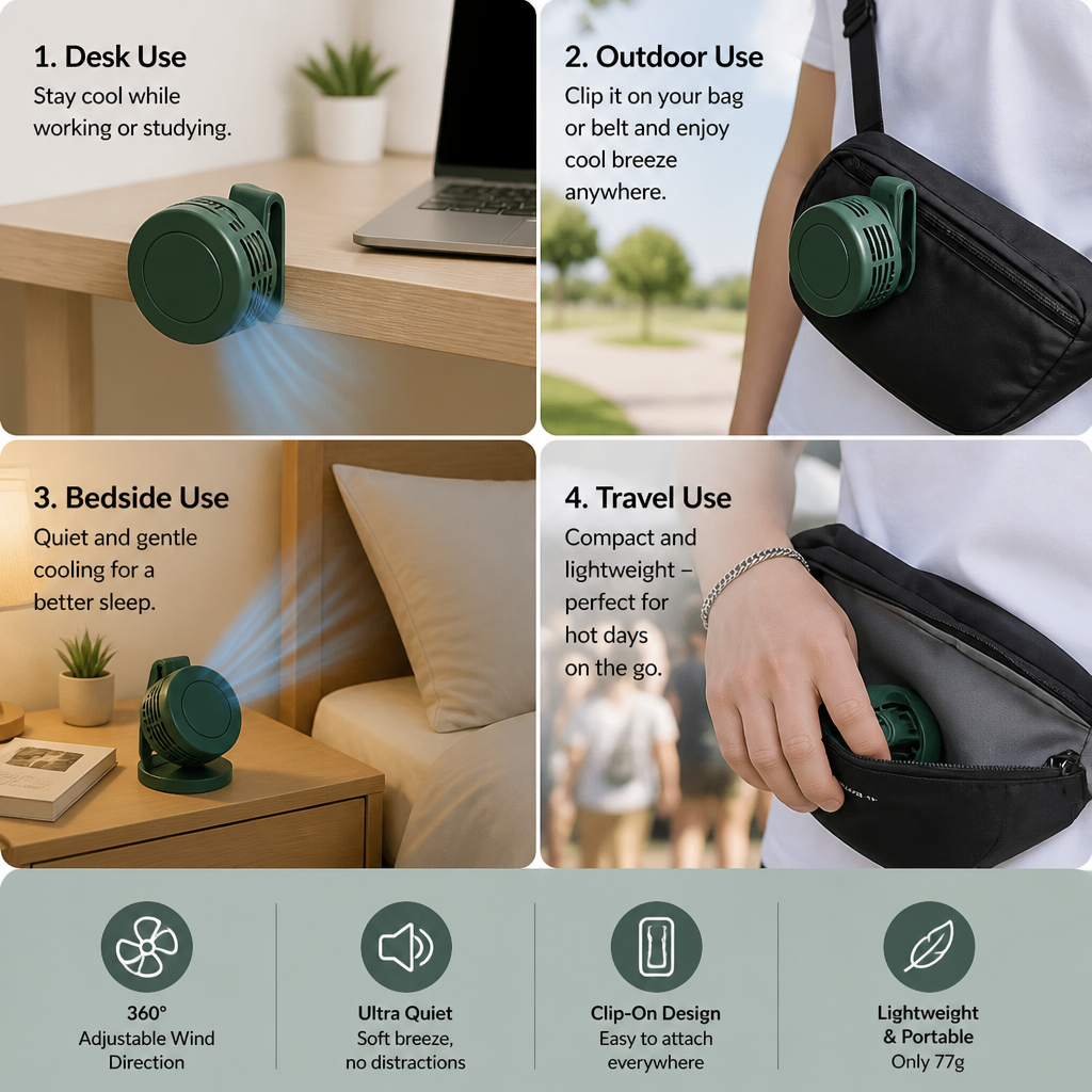 Compact USB Mini Fan – Quiet, Powerful & Versatile for Use Anywhere