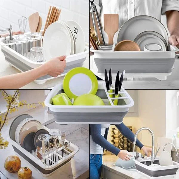 Space-saving folding rack for drying dishes