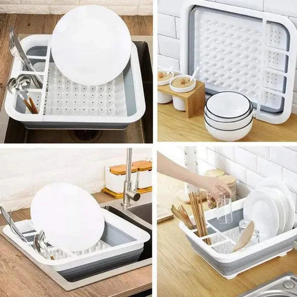 Space-saving folding rack for drying dishes