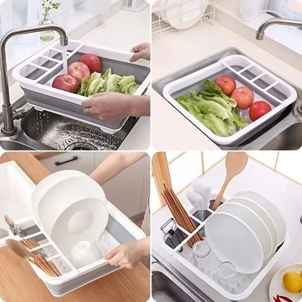 Space-saving folding rack for drying dishes