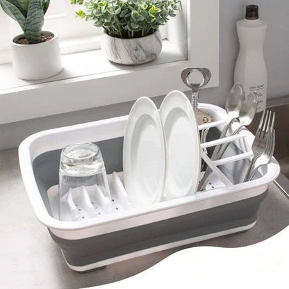 Space-saving folding rack for drying dishes