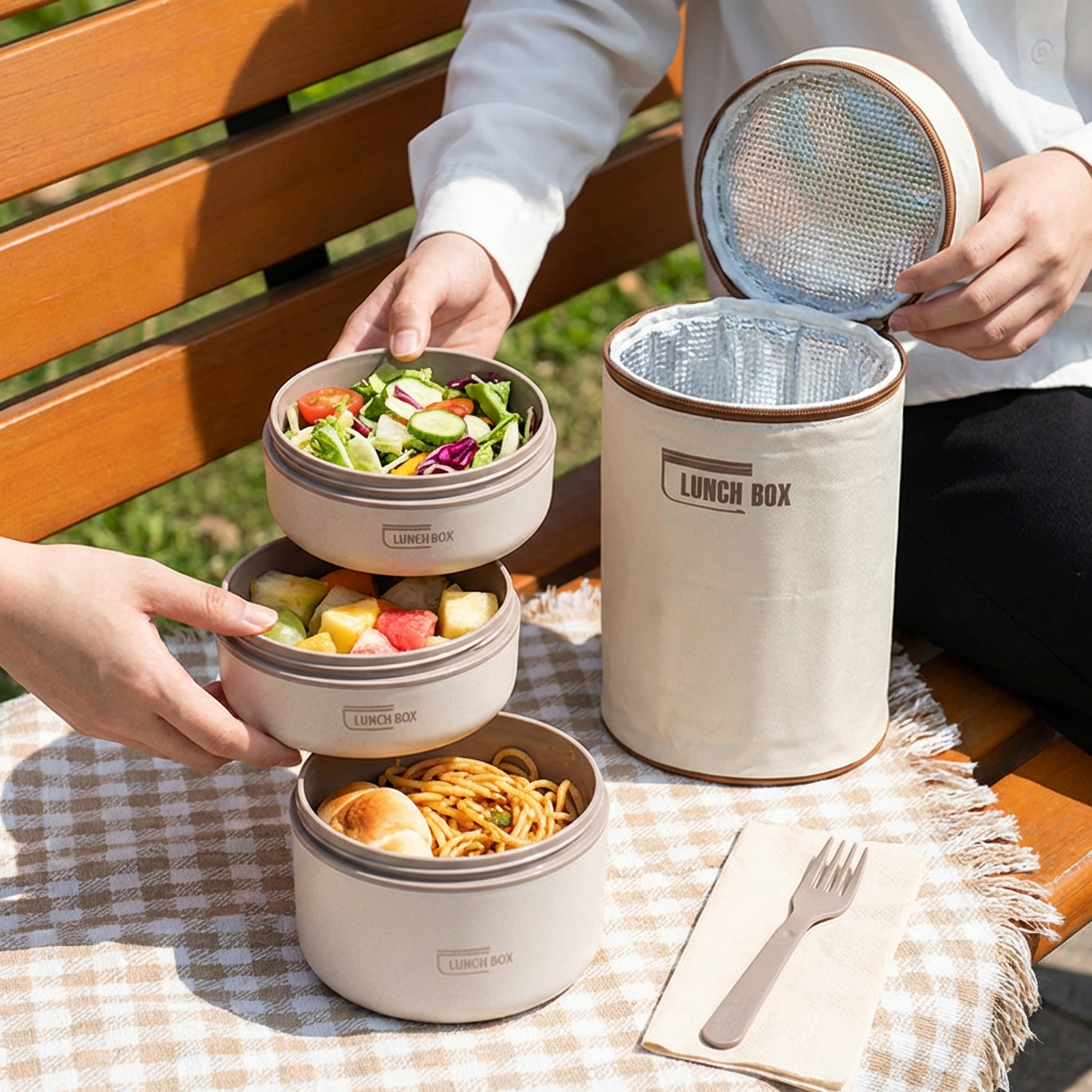 3-Piece Lunch Box Set – Insulated, Leak-Proof & Practical for On-the-Go